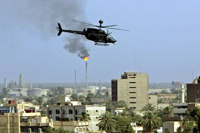 伊拉克战争期间英国陆军直升机。信用：PA