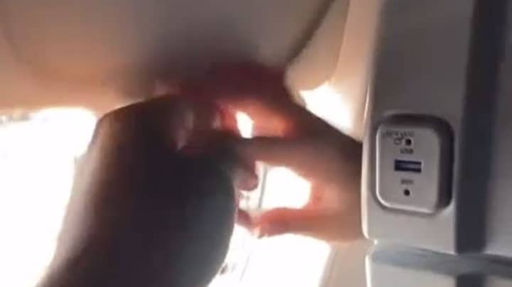 男人在与飞机窗户上与女人争吵后发生辩论