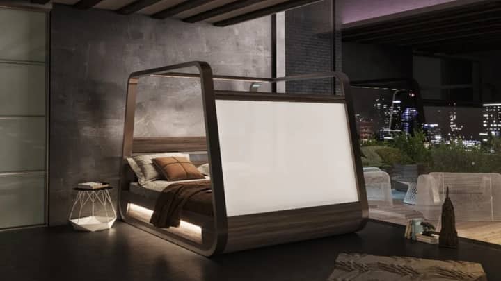 公司用70英寸内置电视屏幕创建Ultimate Netflix和Chill Bed
