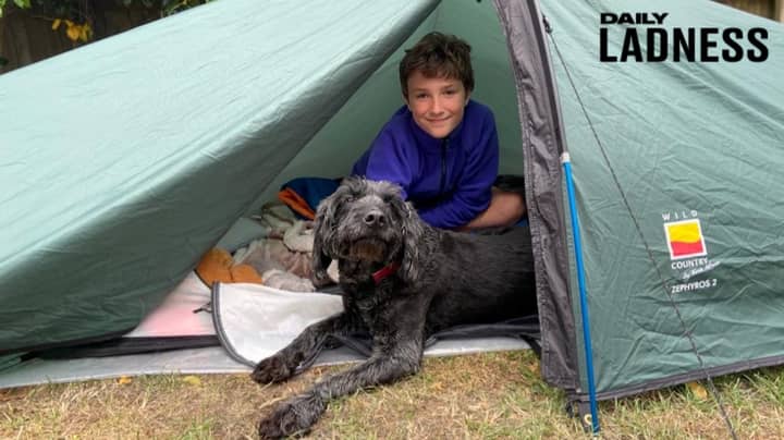 男孩在帐篷里花费了200天以上，为慈善机构筹集了超过75,000英镑