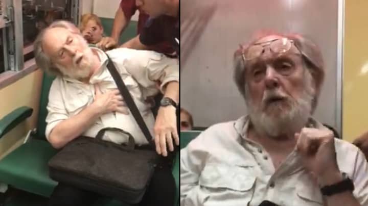 当警察试图将他踢出火车时，男人伪造心脏病发作