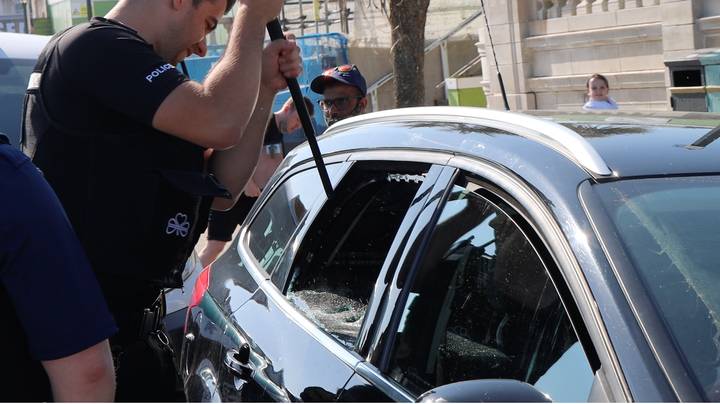 车主抱怨警察从闷热的车里救出两条狗后窗户被打破