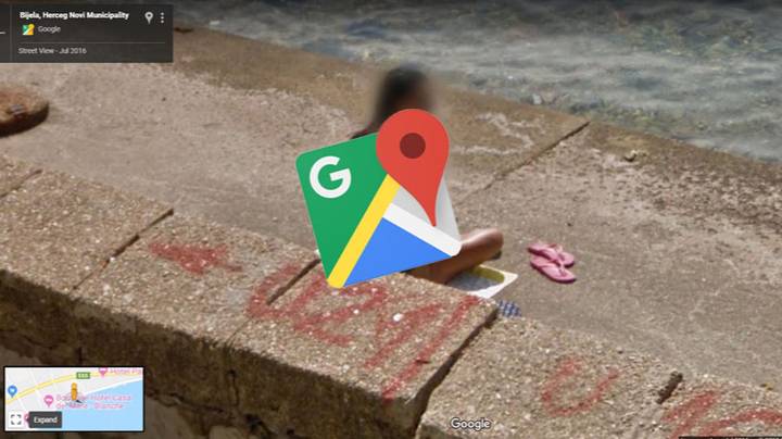 谷歌地图捕捉到日光浴的女人试图掩盖自己